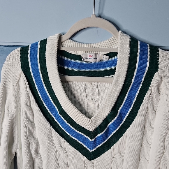 Vineyard Vines Women’s Long Sleeve Cable Knit Varsity Sweater M - Picture 7 of 12